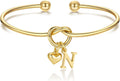 M MOOHAM Valentines Gifts for Her Teen Girls - Knot Initial Bracelets for Women Bridesmaids Proposal Gift Bridesmaid Gift Heart Initial Bracelet Friendship Bracelets Valentines Gifts for Women Sister