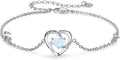 Cuoka I Love You to The Moon and Back Bracelet 925 Sterling Silver Heart Adjustable Bracelet Jewelry for Women with Gifts Box