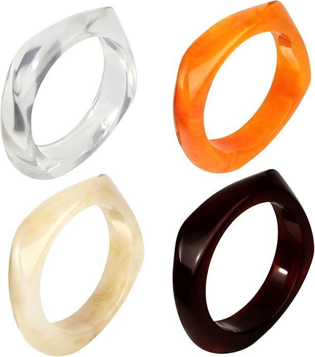 Chunky Acrylic Bracelets for Women -4Pcs Trendy Chunky Bangle Fashion Big Stackable Bangles Set, Trendy Cuff Bracelet Stack Fashion Womens Jewelry Gifts