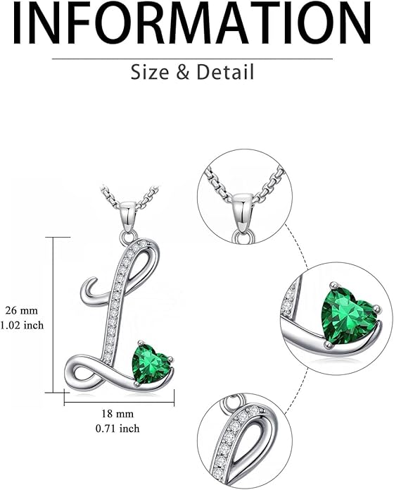 Valentines Day Gifts for Women Alphabet A to Z Initial Birthstone Pendant Necklaces for Women - 18k White Gold Plated Personalized Name Jewelry Valentine Mothers Day Birthday Gifts for Women Her Girlfriend