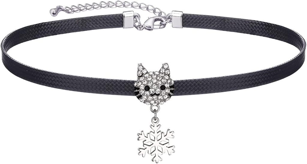 Yonhon Black Choker Necklace for Women,Gold/Siver Tone Choker Necklace with Elegant Pendantant