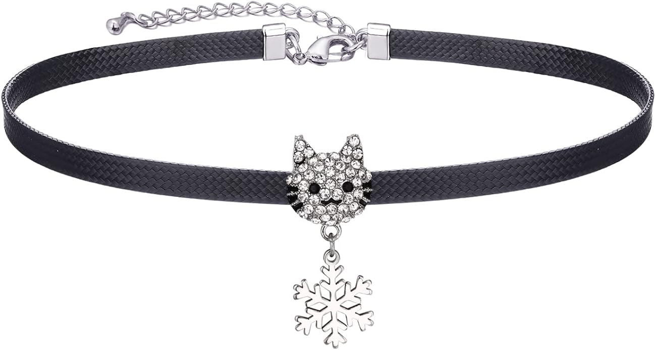 Yonhon Black Choker Necklace for Women,Gold/Siver Tone Choker Necklace with Elegant Pendantant