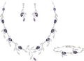 EVER FAITH Wedding Jewelry for Bride Women Bridesmaid, Sparkly Cubic Zirconia Pear-Shaped Birthstone Leaf Necklace Earrings Set for Prom