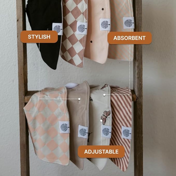 Parker Baby Bandana Drool Bibs 8 Pack Baby Bibs for Boys, Girls, Unisex - Soft & Stylish Teething Bibs for Babies