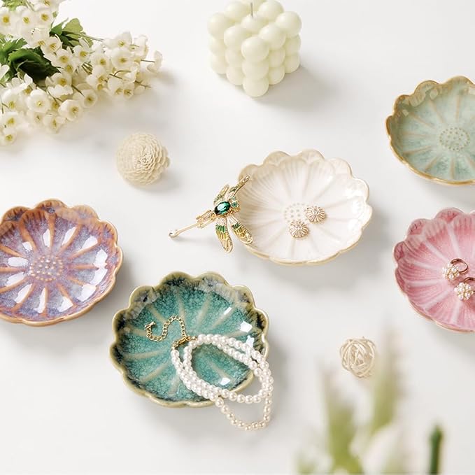Lotus Ring Holder Dish Small Indoor Ash Tray, Ceramic Dessert Plate Trinket - Image 4
