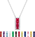 SUNFEEL Birthstone Necklace for Women, S925 Sterling Silver Necklaces with Square Cubic Zirconia Gemstone Necklace Women's Jewelry Anniversary Birthday Gifts for Women Mom Wife Her