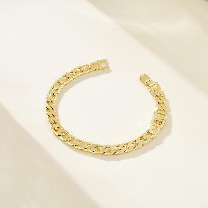 KissYan Gold Ankle Bracelets for Women, 14K Gold Anklets Chunky Cuban Link Chain Summer Beach Foot Jewelry Gifts for Women