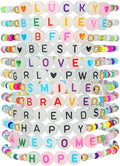Friendship Bracelets Boho Stackable Bracelets for Women Surfer Heishi Clay Bead Bracelets Stretch Preppy Bracelets Colorful Boho Bracelets for Women