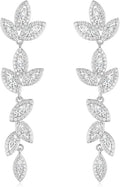 EAMTI Silver Dangle Earrings for Women Cubic Zirconia Marquise Bridal Wedding Earrings 925 Sterling Silver Post Engagement Earring