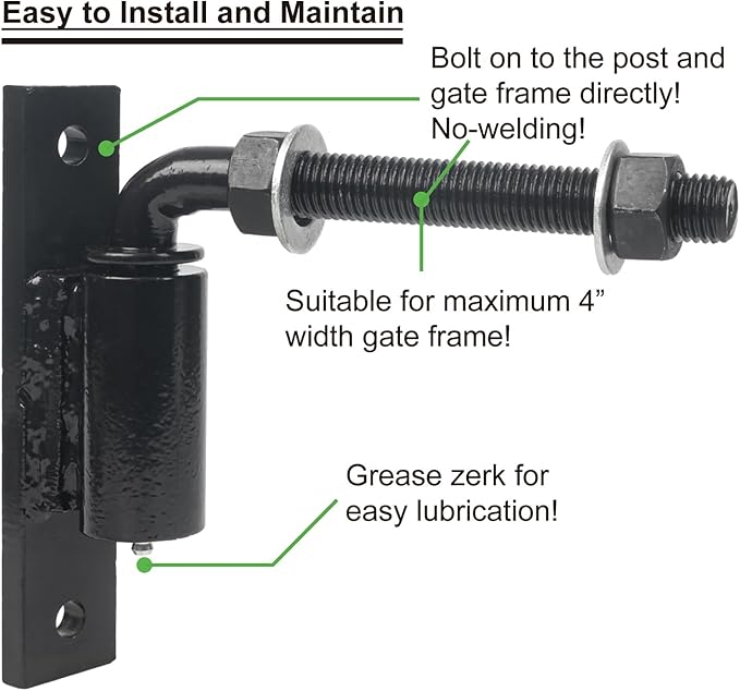 Industrial Heavy Duty Bolt on 3/4" J Bolt Gate Hinge - Image 3