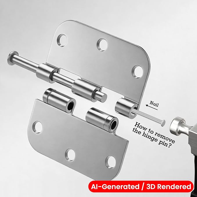 TDCHINGES Rounded Door Hinges Polished Chrome 3.5 Inch 5/8" Lasting Mute | 30 - Image 3