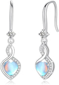 FANCIME Heart Infinity Dangle Drop Earrings 925 Sterling Silver Heart Gemstone Birthstone Earring