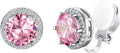 Silvora 925 Silver 8MM Cubic Zirconia Birthstone Clip On Stud Earrings Round Non Pierced Earrings For Women,Come with Box