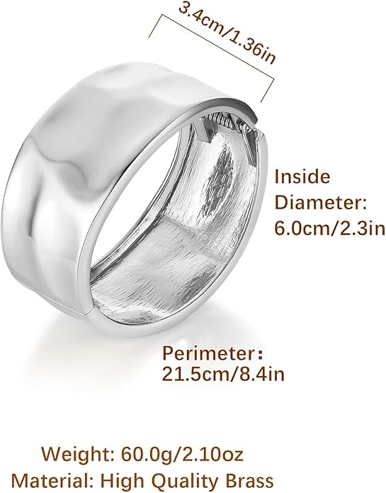 HZMAN Chunky Gold Cuff Bracelets for Women Thick Wide Bangle Bracelet Hammered Open Hinge Wrist Cuff Bracelet Jewelry Gift