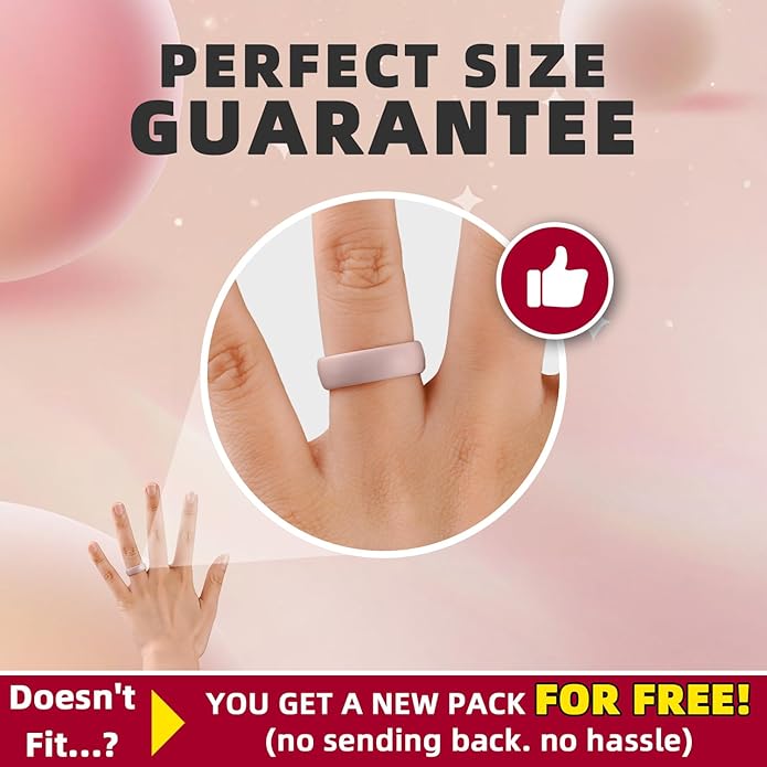Egnaro Women's Bridal Rings Sets, Inner Arc Ergonomic Breathable Design Silicone Rubber Wedding Bands