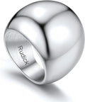 GOLDCHIC JEWELRY Chunky Dome Ring for Women, Stainless Steel Bold Stacking Croissant Statement Ring For Men (Size 7-12, Custom)