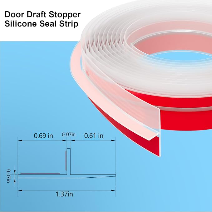 Elvone T-Shaped Weather Stripping Seal, 1.37 in x 20 ft | Flexible door seal - Image 2