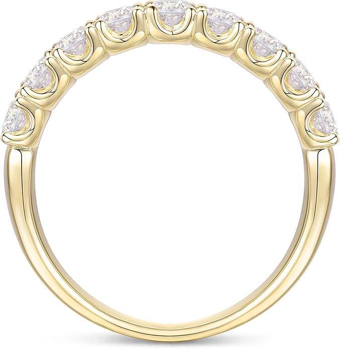 14K Gold Moissanite Rings 2.5mm Half Eternity Bands Womens Band Ring 14K Gold Moissanite Wedding Band for Women