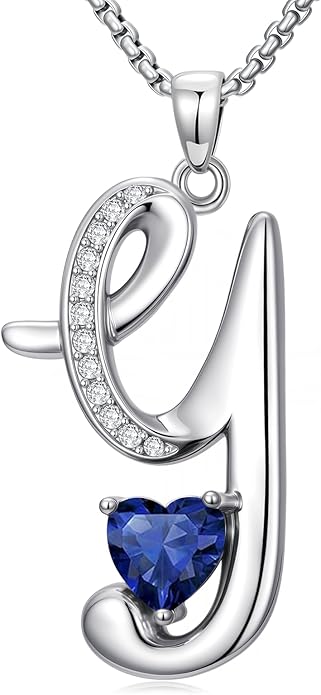 Valentines Day Gifts for Women Alphabet A to Z Initial Birthstone Pendant Necklaces for Women - 18k White Gold Plated Personalized Name Jewelry Valentine Mothers Day Birthday Gifts for Women Her Girlfriend