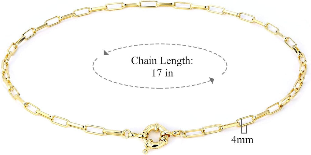 BOUTIQUELOVIN 14K Gold Plated Lock Necklace for Women Paperclip Link Chain Padlock Necklace Non-Tarnish