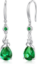 FANCIME Women Drop Earrings 925 Sterling Silver with Pear Gemstone Dangle Birthstone Earring Fine Jewelry Birthday Gifts for Women