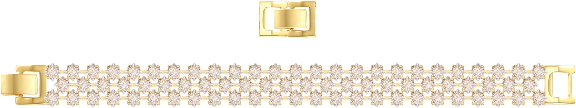 14K Gold Plated Women’s Tennis Bracelet – Sleek CZ Line Bracelet, Fits 6.0"–7.2" Wrist – Sparkly Everyday Jewelry Gift, Contemporary Tennis Bracelets for Women