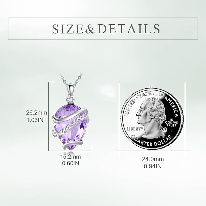 Birthstone Necklace for Women Sterling Silver Teardrop Pendant Necklace Birthday Jewelry Gift for Women