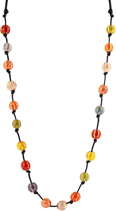 MINACHI Hippie Bohemian Colorful Ceramic Bead Long Strand Necklace, Boho Hippie Beach Summer Statement Jewelry Gift for Women