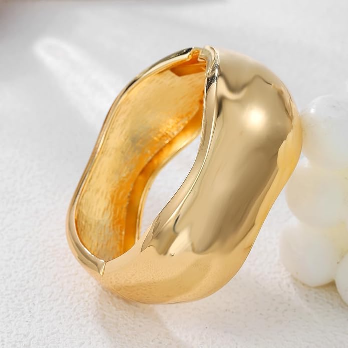 Chunky Gold/Silver Gold Cuff Bangle Bracelets for Women Trendy Hinged Cuff Open Wide Chunky Gold Bracelet Minimalist Bangle Jewelry Gift