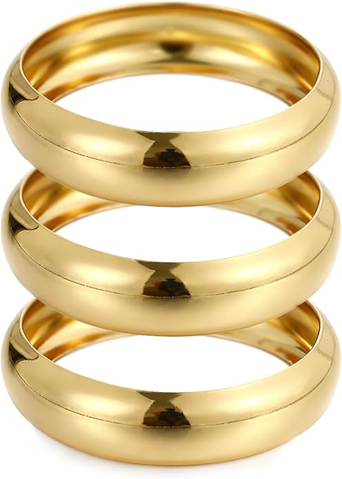 Chunky Gold Bangle Bracelets for Women, Dainty 14k Gold Plated Big Stackable Bangles Set, Trendy Cuff Bracelet Stack Fashion Jewelry Gifts