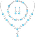 GZWHD Wedding Jewelry Sets for Bride Bridesmaid Women Cubic Zirconia Necklace Earrings Bracelet Set Gift for Mother Friend Wife Daughter Sister Party Prom Jewelry