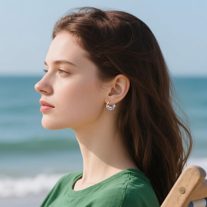 JUSTKIDSTOY Hypoallergenic Panda/Unicorn/Hummingbird/Dolphin Hoop Earrings for Women 925 Sterling Silver Animal Huggie Hoop Earrings Jewelry Gifts for Sensitive Ears