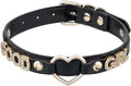 Handmade Gold Heart O-Ring Letter Choker Necklace for Women, Adjustable PU Leather Black/Pink Choker Collar For Women, Goth Choker Collars Necklace