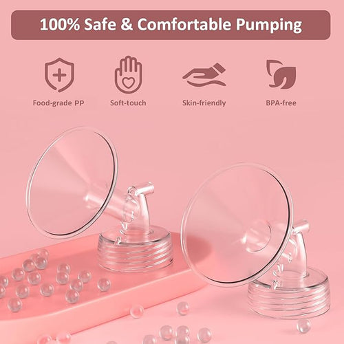 21mm Flanges Compatible with Spectra S2 S1 9 Plus Synergy Gold Breastpump, Not Original Spectra Replacement Pump Parts, Wide Mouth Flange Accessories for Elastic Nipples Work with Backflow Protector