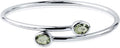 Diamond Wish Sterling Silver Oval-Cut Green Amethyst Stackable Bypass Bangle Bracelet 2.50 ct