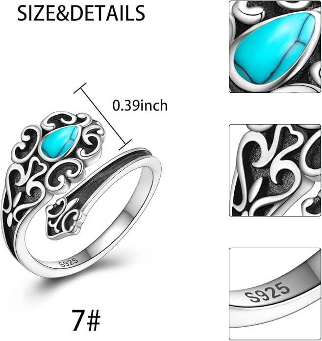 Spoon Ring for Women - Sterling Silver Thumb Vintage Antique Spoon Ring Boho Victorian Jewelry