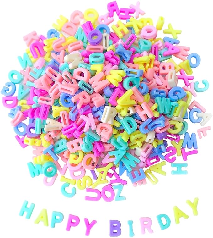 300+ Pieces 9x12mm Big Large Alphabet Letter Beads Charms A-Z Mixed Plastic Shape Loose Bead for Jewelry Making Bracelets Necklaces Key Chains (Macaroon Candy Colors)
