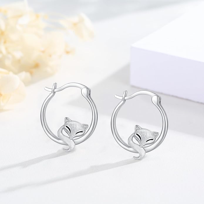 JUSTKIDSTOY Hypoallergenic Panda/Unicorn/Hummingbird/Dolphin Hoop Earrings for Women 925 Sterling Silver Animal Huggie Hoop Earrings Jewelry Gifts for Sensitive Ears