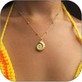 Gold Sea Shell Necklace Layered Charm Necklace for Women Boho Summer Seashell Beach Starfish Necklaces 14k Pearl Chain Surfer Jewelry Beach Vacation Essentials