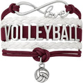 Volleyball Bracelets For Girls- Ideal Volleyball Gifts & Souvenirs. Adjustable Charm Bracelet with Moveable Letters, Infinity Symbol & Silver Volleyball Charm. Fashionable Bracelets by SportyBella.