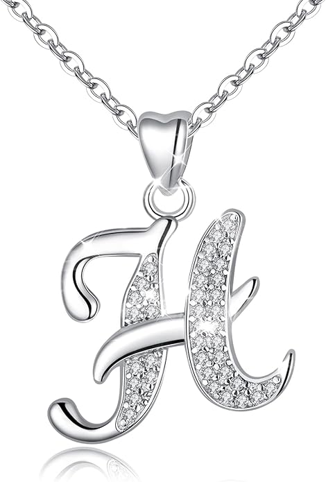 AEONSLOVE 925 Sterling Silver Initial Necklaces for Women, 26 Letters Pendants Necklace Gift for Mother, Daughter, Wife, 18 Inch Chain