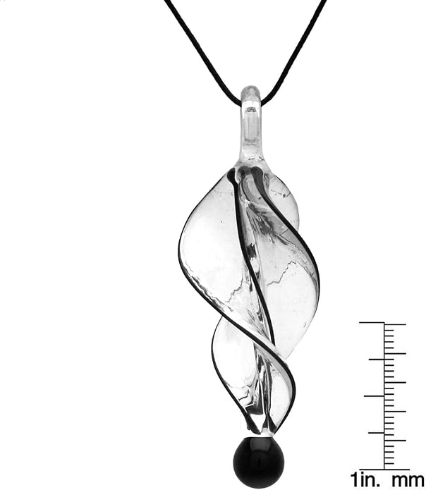 BESHEEK Murano Inspired Twist and Twirl Glass Pendant Necklace for Women Handcrafted Artisan Hypoallergenic Italian Style Jewelry