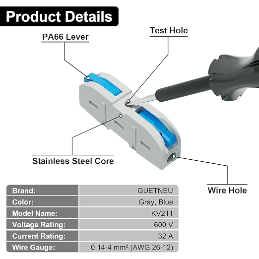 20Pcs Lever Wire Connectors, 1 Conductor | 1 Conductor Splicing Compact - Image 4
