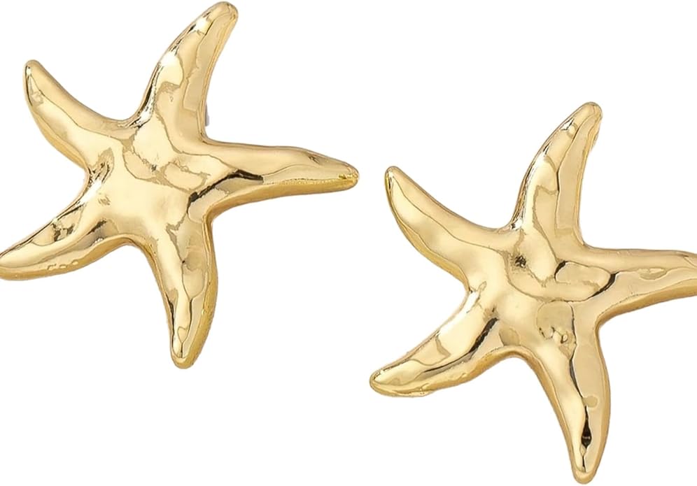 Starfish Stud Earrings for Women Gold Starfish Trendy Drop Dangle Earrings Hypoallergenic Summer Beach Ocean Jewelry