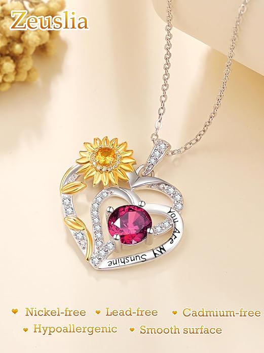 Valentine's Day Gifts for Wife 925 Sterling Silver Double Birthstone Pendant Necklaces I Love You for Always and Forever Necklace Anniversary Birthday Gifts for Wife Girlfriend Mom Her