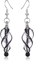 BESHEEK Handmade Earrings Murano Glass Inspired Unique Blue Purple Black Tornado Twirl Glass Dangle Drop Earrings for Women Hypoallergenic Earrings Jewelry