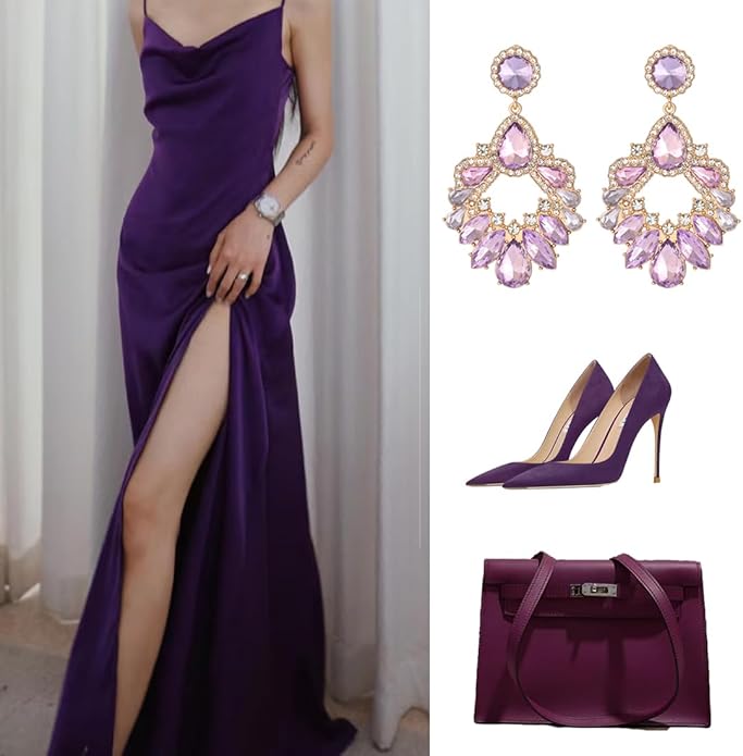 Fashion Rhinestone Statement Drop Dangle Earrings Large Colorful Crystal Chandelier Earrings for Women Bridal Wedding Party Prom