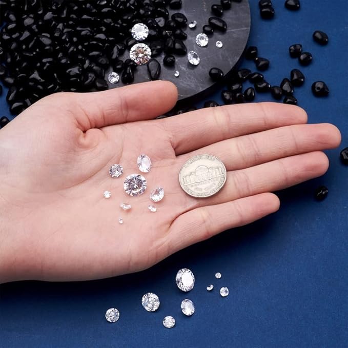 Fashewelry 230 pcs 8 Sizes Cubic Zirconia Cabochons Crystal Round Pointed Back Faceted Diamond Loose Stone 2.5mm/3mm/4mm/5mm/6mm/7mm/8mm/10mm for for Nail Art Replacing Jewelry