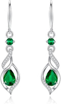 FANCIME Gift for Women Birthstone Dangle Earrings for Her Teardrop Birthstone Earrings S925 Sterling Silver infinity Love Birthday Gifts for Mom Women