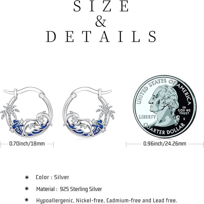 JUSTKIDSTOY Hypoallergenic Panda/Unicorn/Hummingbird/Dolphin Hoop Earrings for Women 925 Sterling Silver Animal Huggie Hoop Earrings Jewelry Gifts for Sensitive Ears